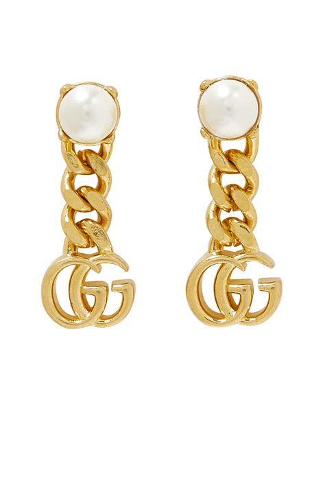 gucci double g pearl earrings|double g Gucci earrings gold.